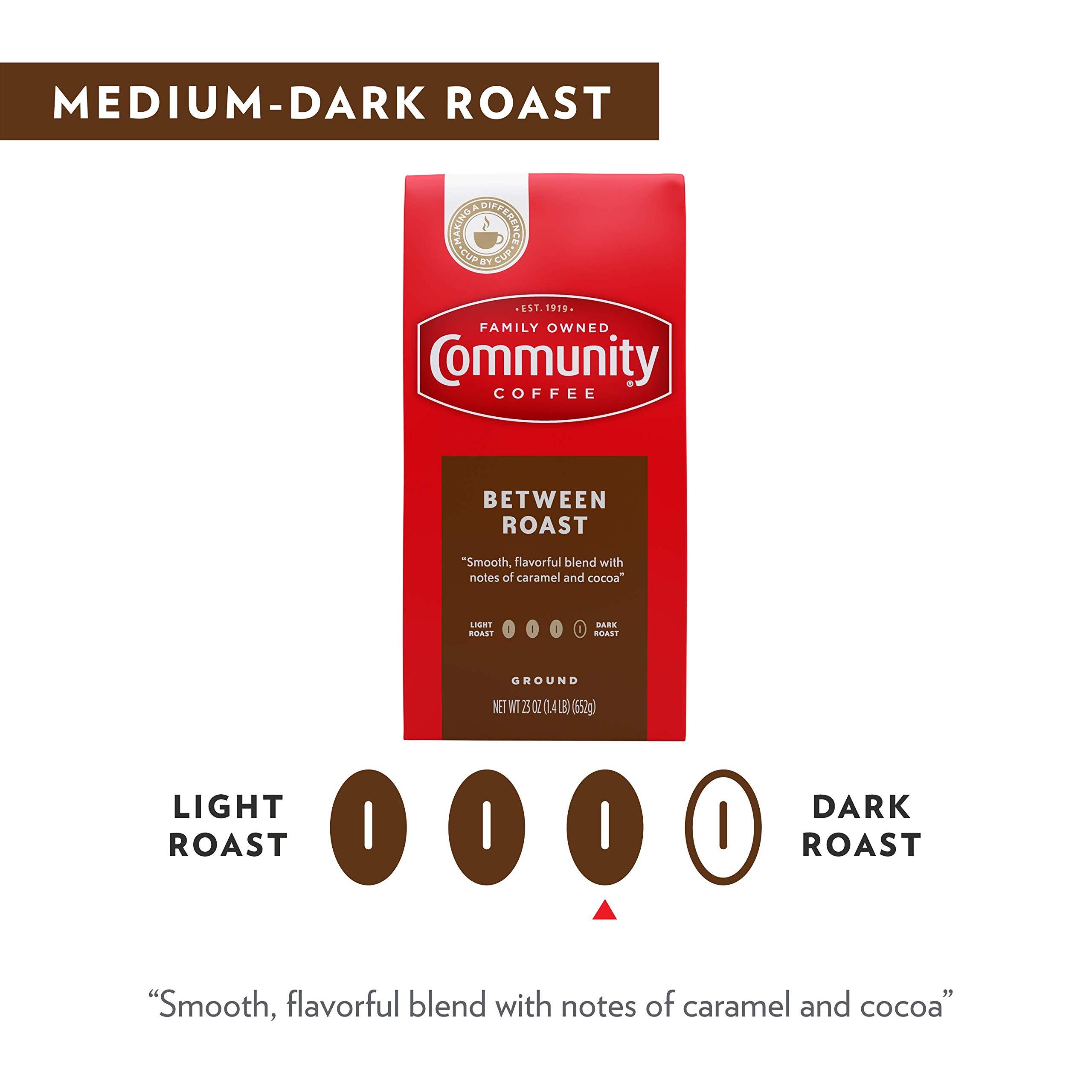 Community Coffee Community Coffee - Between Roast Medium - Dark Roast - Premium Ground Coffee - 16 Ounce Bag (Pack of 1)
