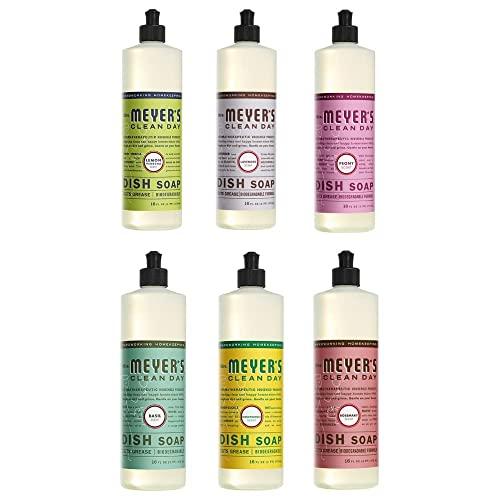 Dish soap Dish soap MRS. MEYER\'S CLEAN DAY Variety Pack, 16 Oz. Includes 6 Scents (Lemon Verbena, Lavender, Basil, Rosemary, Honeysuckle, Peony Scents) Bundle of 6 Items