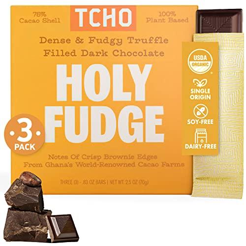 TCHO TCHO Holy Fudge Dark Chocolate Bars (3 pack) | Single Origin, Plant Based, Organic & Fair Trade, | Non GMO, Non-Dairy, Vegan, Soy Free (2.5oz each)
