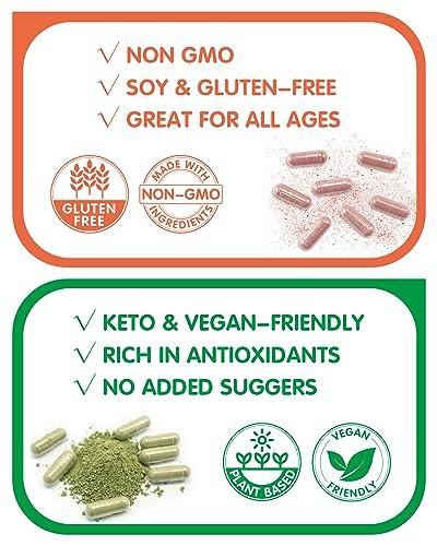 SANSICE SANSICE Fruits and Veggies Supplement, 100% Natural Fruit and Vegetable Vitamins Soy Free & Non-GMO Vegetable and Fruit Supplements for Women Men and Kids - 90 Fruit Capsules, 90 Veggie Capsules