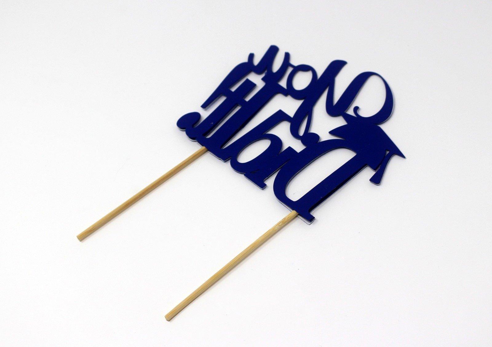 All About Details All About Details You Did It! Cake Topper, 1pc, graduation cake topper (Blue & Silver)