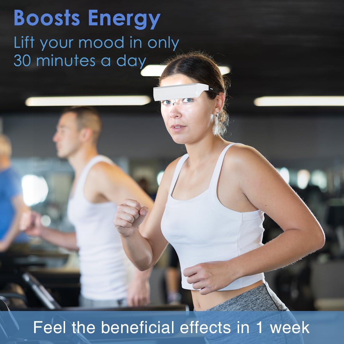 GentleGlow MEINNO Light Therapy Glasses, Blue-White UV-Free Light Therapy Lamp, Portable Daylight Lamp, Wearable Sunlight Lamp, Boost Energy, Relief for Sleep Problems, Jet Lag, Equivalent to 10000 Lux