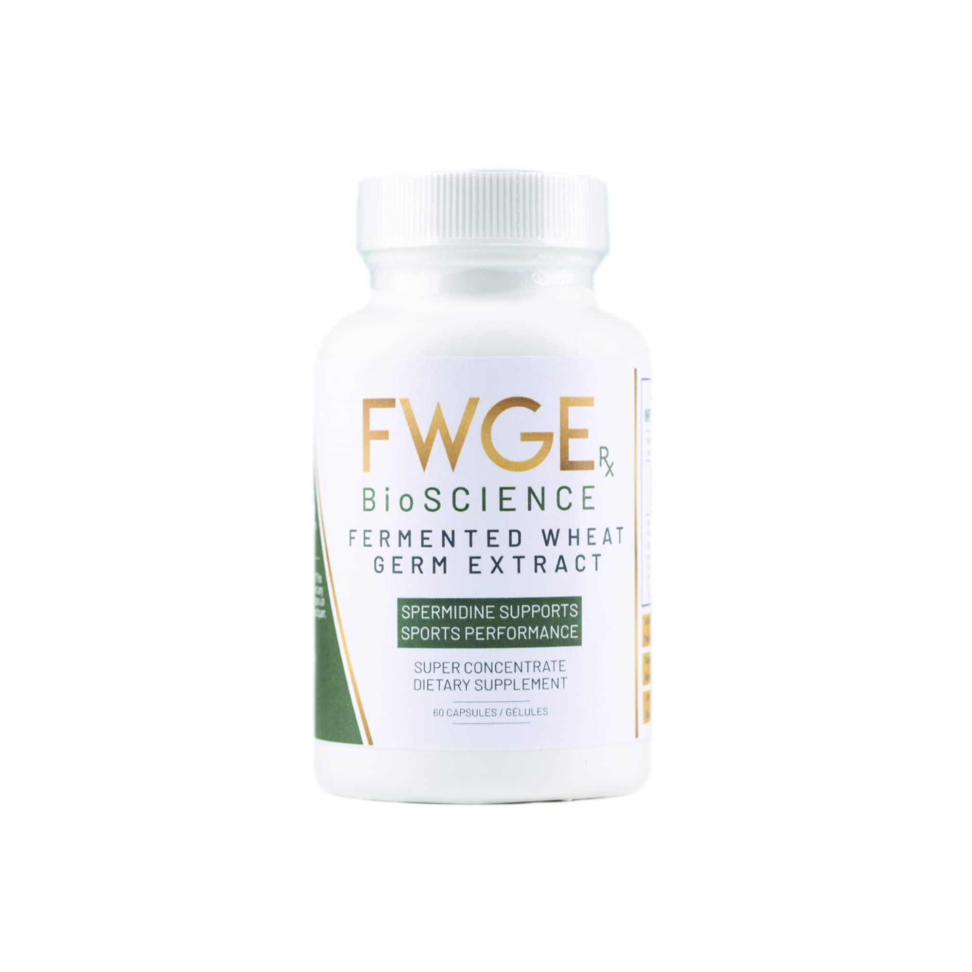 FWGE Rx BioSCIENCE Spermidine Immune Defense and Cellular Health - Fermented Wheat Germ Extract, Vitality Inducer, Holistic, Non-GMO, Gluten-free, Sugar-free, Vegan, Antioxidant, Natural, 60 Capsules
