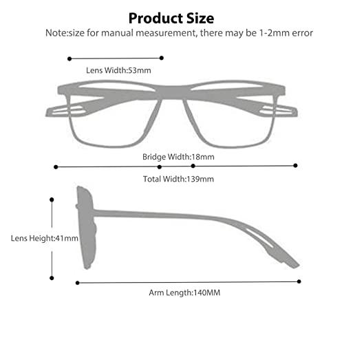 K.LAVER Photochromic Progressive Multifocus Reading Glasses Men Women Extremely Lightweight TR90 Frame Blue Light Blocking Multifocal Computer Readers Spring Hinge No Line Eyeglasses Transition Sunglasses 1.0