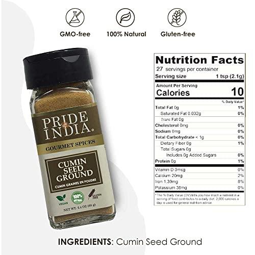 Pride Of India Pride of India Cumin Seed Ground Traditional Indian Spice Seasoning spice for Curries/Lentils/Chicken/Meat Easy to Use 2.4 oz. Small Dual Sifter Bottle