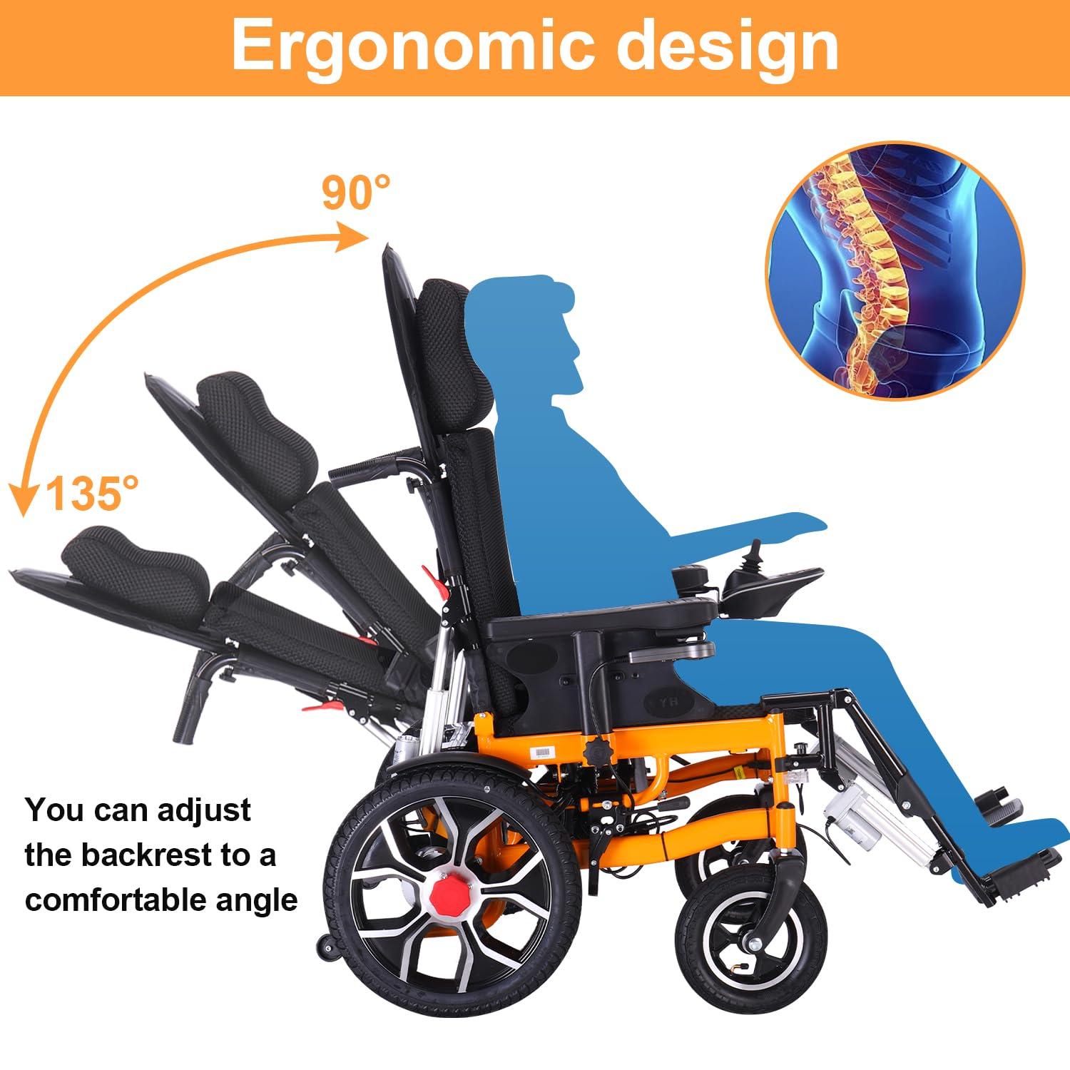 LKATOR Lightweight Electric Wheelchairs for Adults,Reclining Electric Wheelchair,20 Miles All Terrain Power Wheelchair,Foldable Intelligent Motorized Wheelchair for Seniors,Remote Control Mobility Aids