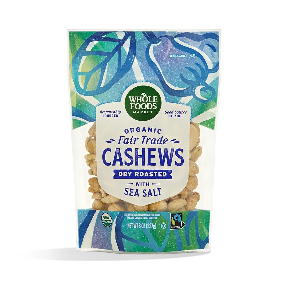 Whole Foods Market WHOLE FOODS MARKET Organic Dry Roasted Cashews with Sea Salt, 8 OZ
