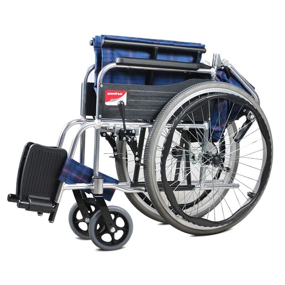 YUSIWOAL Light Transport Folding Lightweight Transport Mobile Wheelchair Portable Aluminum Alloy Elderly Elderly Disabled Lightweight Transport Mobile Wheelchairs with Handbrake
