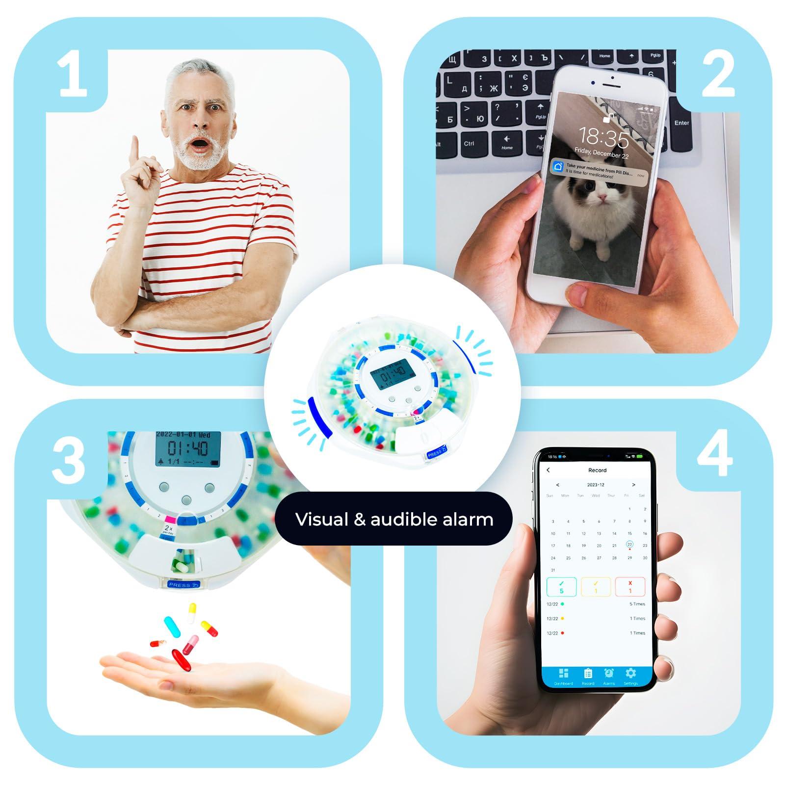 Adamson Adamson TimelyMed Smart Pill Dispenser Machine with Alarm + WIFI App Monitoring + NEW 2024 + 28 Day Medicine Dispenser + Automatic Pill Dispenser for Elderly with Alarm & Alzheimers Care + Lock Key