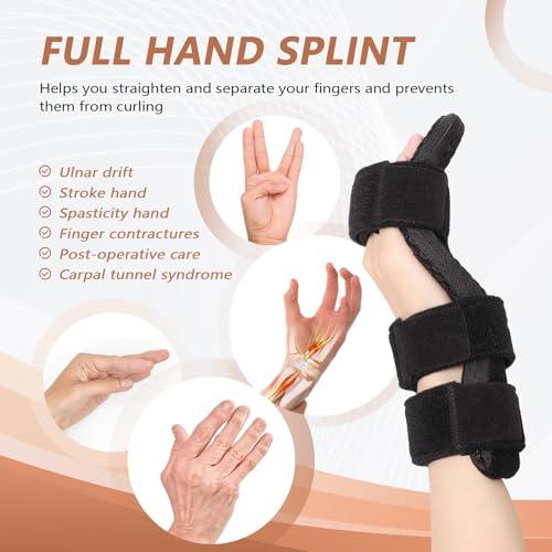 Scurnhau Scurnhau Resting Hand Splint, Full Hand Brace with Finger Support, Stroke Hand Splint -Night Finger Separator, Chronic Rheumatoid Arthritis, Finger Contractures, Fits Left and Right Hands, L