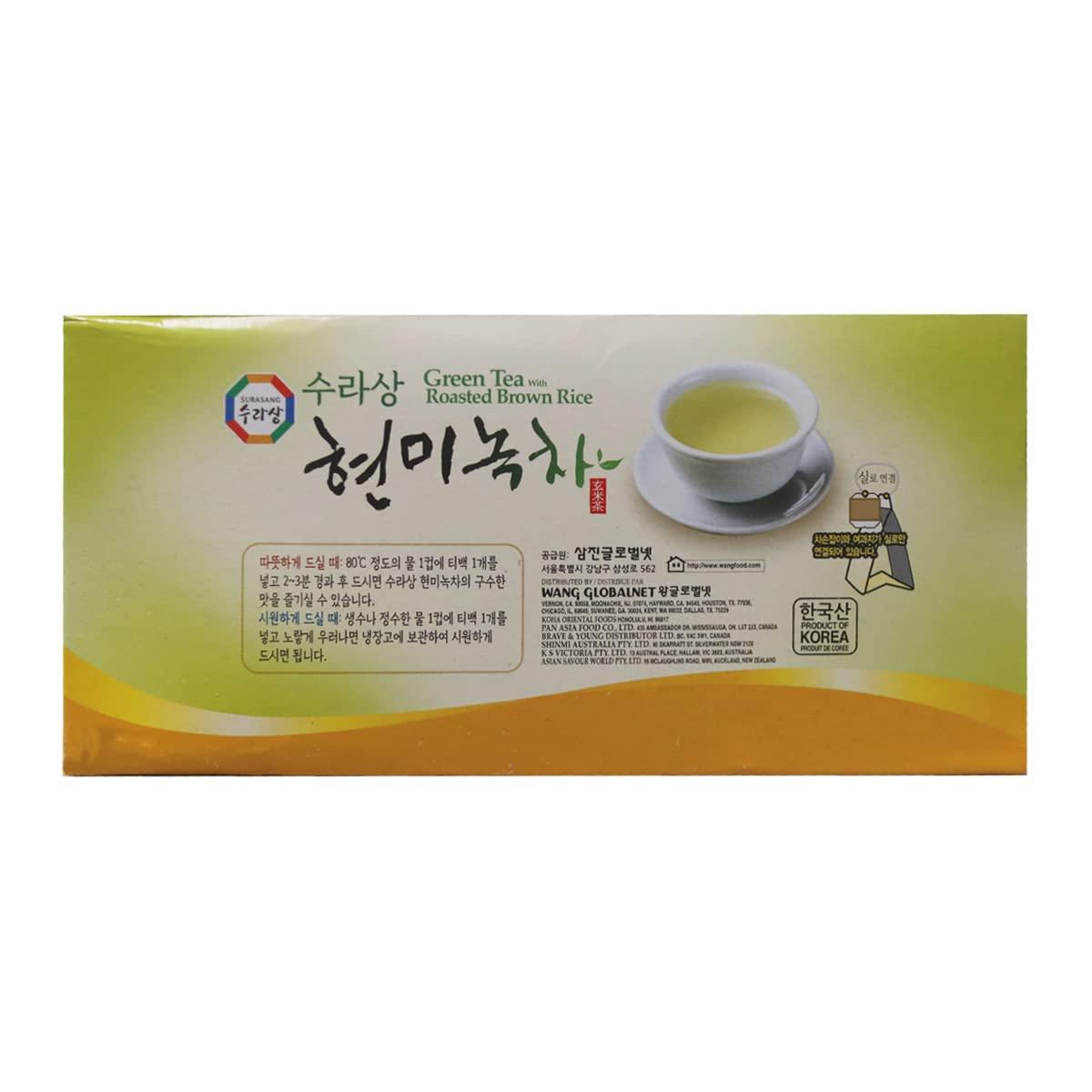 Surasang Surasang Green Tea with Roasted Brown Rice Tea, Toasty and Fragrant, Korean Herb Tea, 150 Teabags