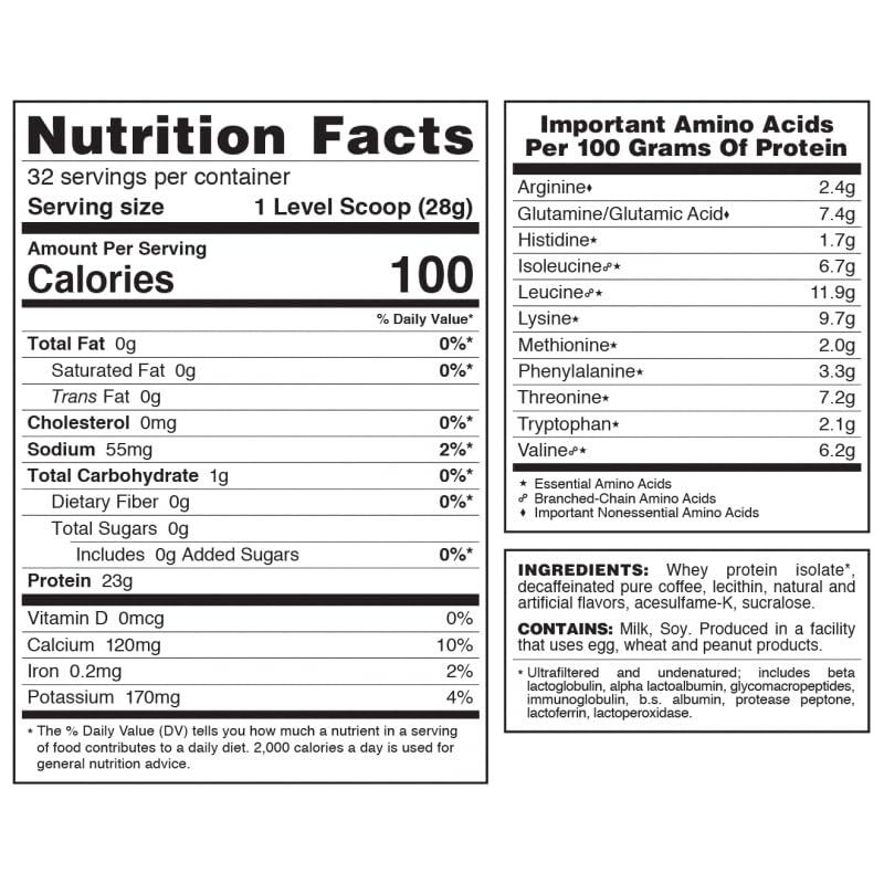 Syntrax Syntrax Nutrition Nectar Lattes, 100% Whey Isolate Protein Powder, Cappuccino, 2 lbs