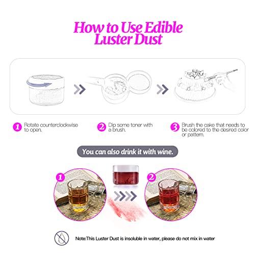 SIMEKKO Edible Glitter Burgundy Dust for Drinks: SIMEKKO Luster Dust Edible Suit for Wine,Cocktails, Champagne, Drinks & Beverages. Luster Dust Edible for Baking Cake Decoration(2bottles, 4gram each bottle)