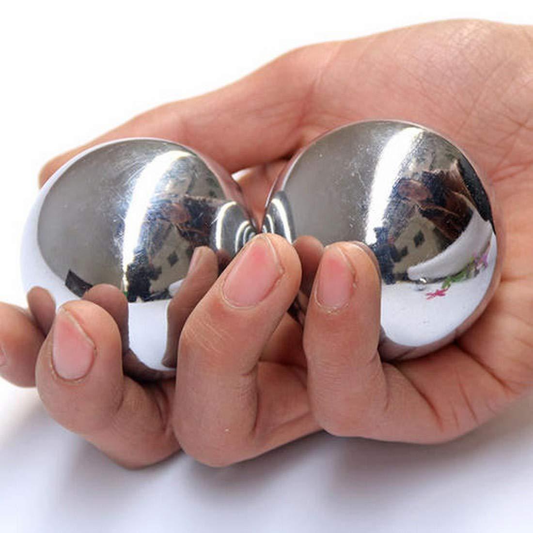 JapanBargain JapanBargain 3297, Chinese Baoding Balls Hand Therapy Exercise Stress Relief Balls, 1-5/8 inch, Chrome Color