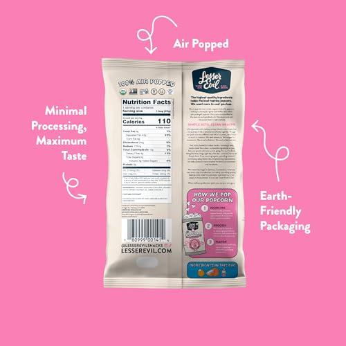 Lesserevil LesserEvil Himalayan Pink Salt Organic Popcorn, No Artificial Ingredients, Coconut Oil, Pack of 12, 0.88 oz Bags