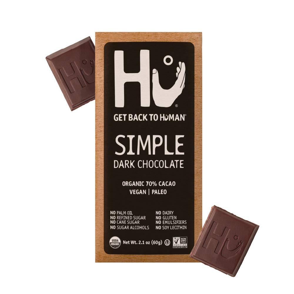 Hu Hu Chocolate Bars | 8 Pack Simple Chocolate | Natural Organic Vegan, Gluten Free, Paleo, Non GMO, Fair Trade Dark Chocolate | 2.1oz Each