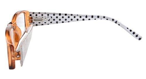 Eyekepper Eyekepper Spring Hinges Polka Dots Patterned Temples Rectangular Reading Glasses Readers Brown +2.0
