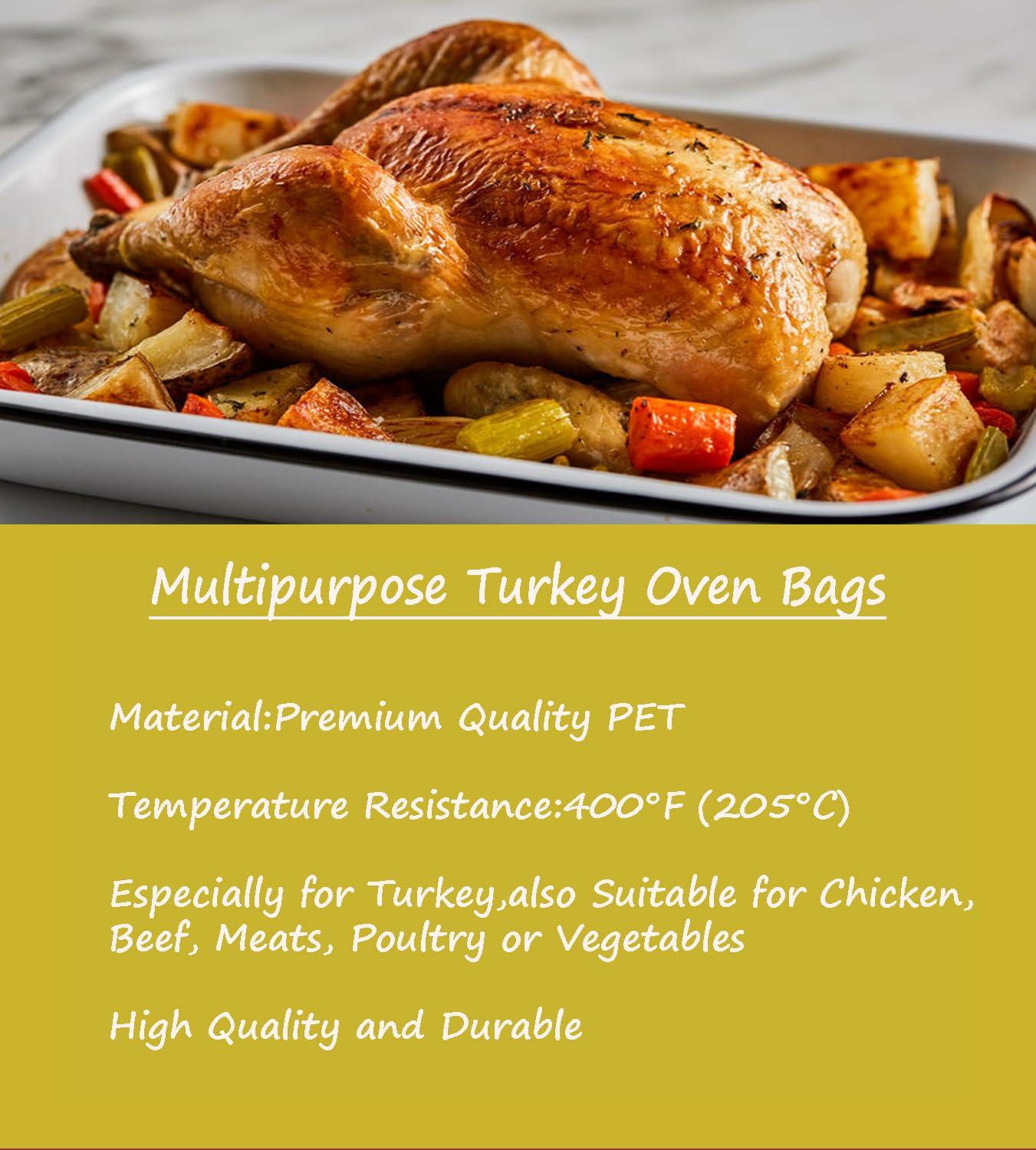 Kiginhans 20Large Oven Bags Turkey Size,Cooking Roasting Bags Large Size(2224Inch) Meat Roasting Bags Safe for Turkey Meat Fish and Vegetables (20bag 2Packs)