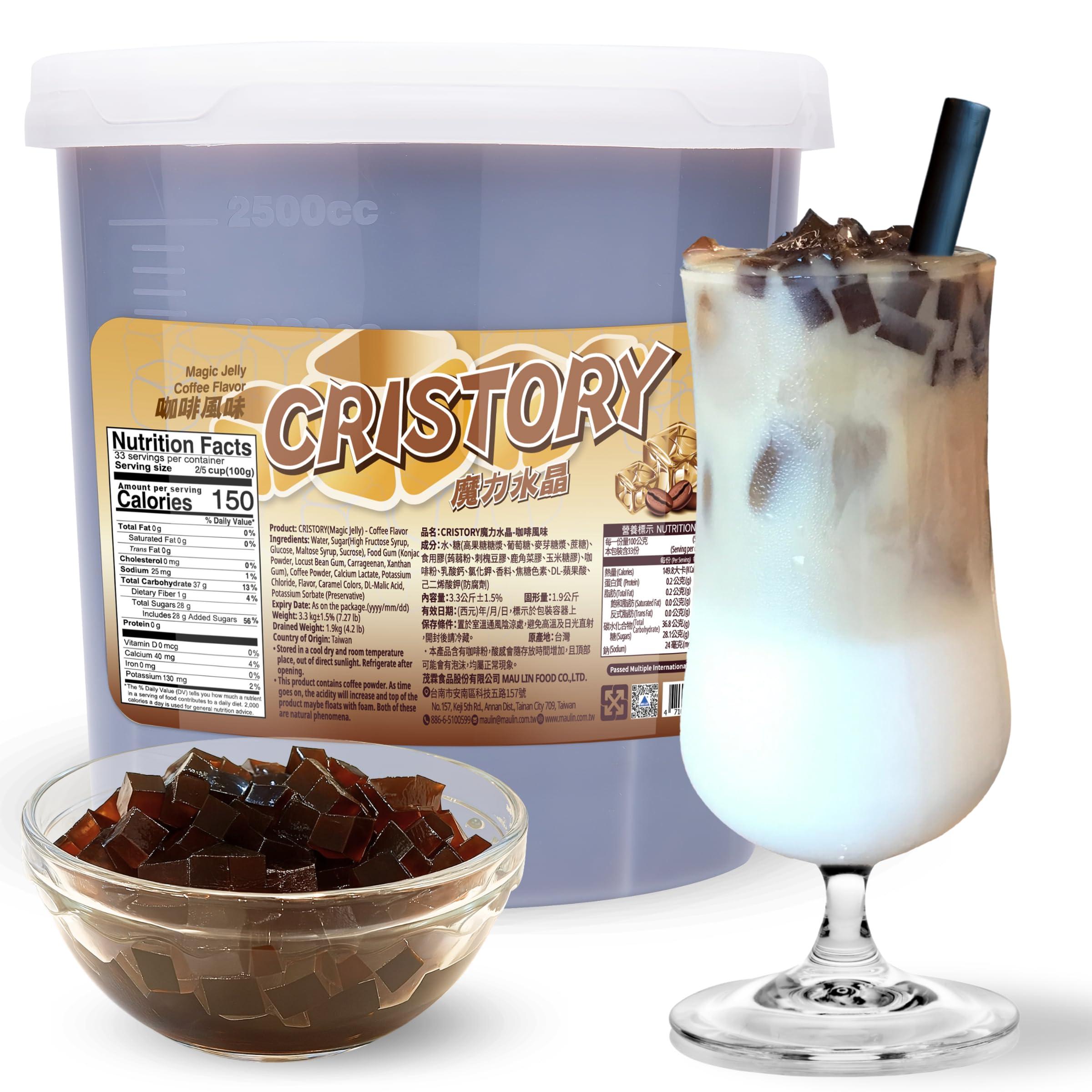 CRISTORY CRISTORY Coffee Jelly Jar (7.27 lbs), Authentic Arabica Coffee, Pre-Sweetened and Ready To Serve, 100% Gluten Free & Fat Free, Vegan Friendly, Bubble Tea, Toppings for Beverage & Desserts