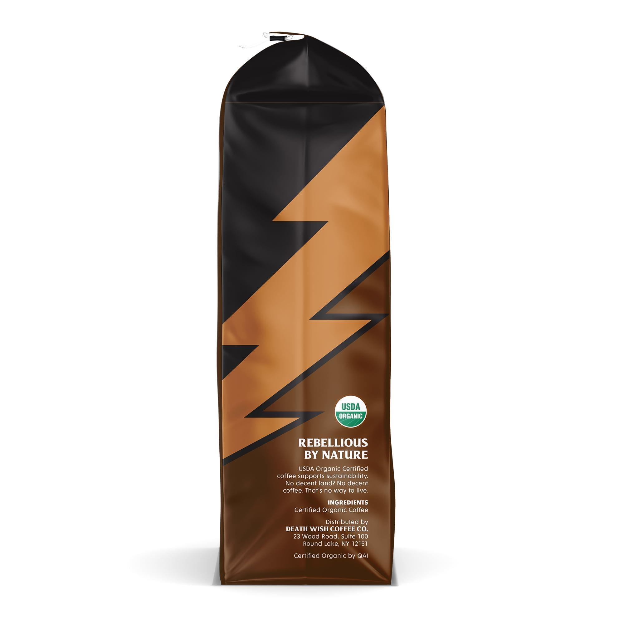 Death Wish Coffee Co. Death Wish Coffee, Organic and Fair Trade, Medium Roast, Whole Bean Coffee, 16 oz