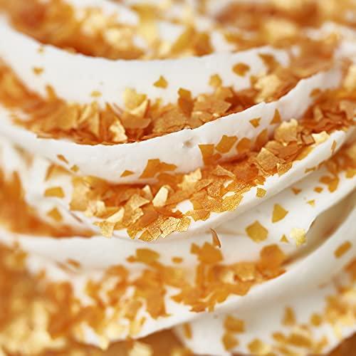 Bakell BAKELL Edible Glitter Flakes | Vegan Edible Shimmer Flakes | KOSHER Certified | Halal Certified | 100% Edible & Food Grade | Cakes, Cupcakes, Decoration (Metallic Gold, 4g)