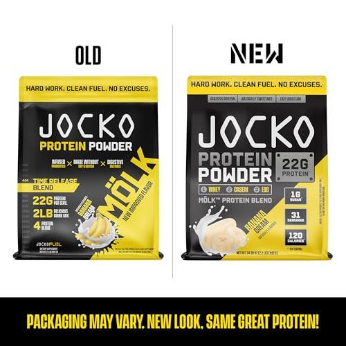Jocko Fuel Jocko Mlk Whey Protein Powder 22g Low Sugar Monk Fruit Blend - Muscle Recovery & Growth, Packaging May Vary (31 Servings, Banana Cream)
