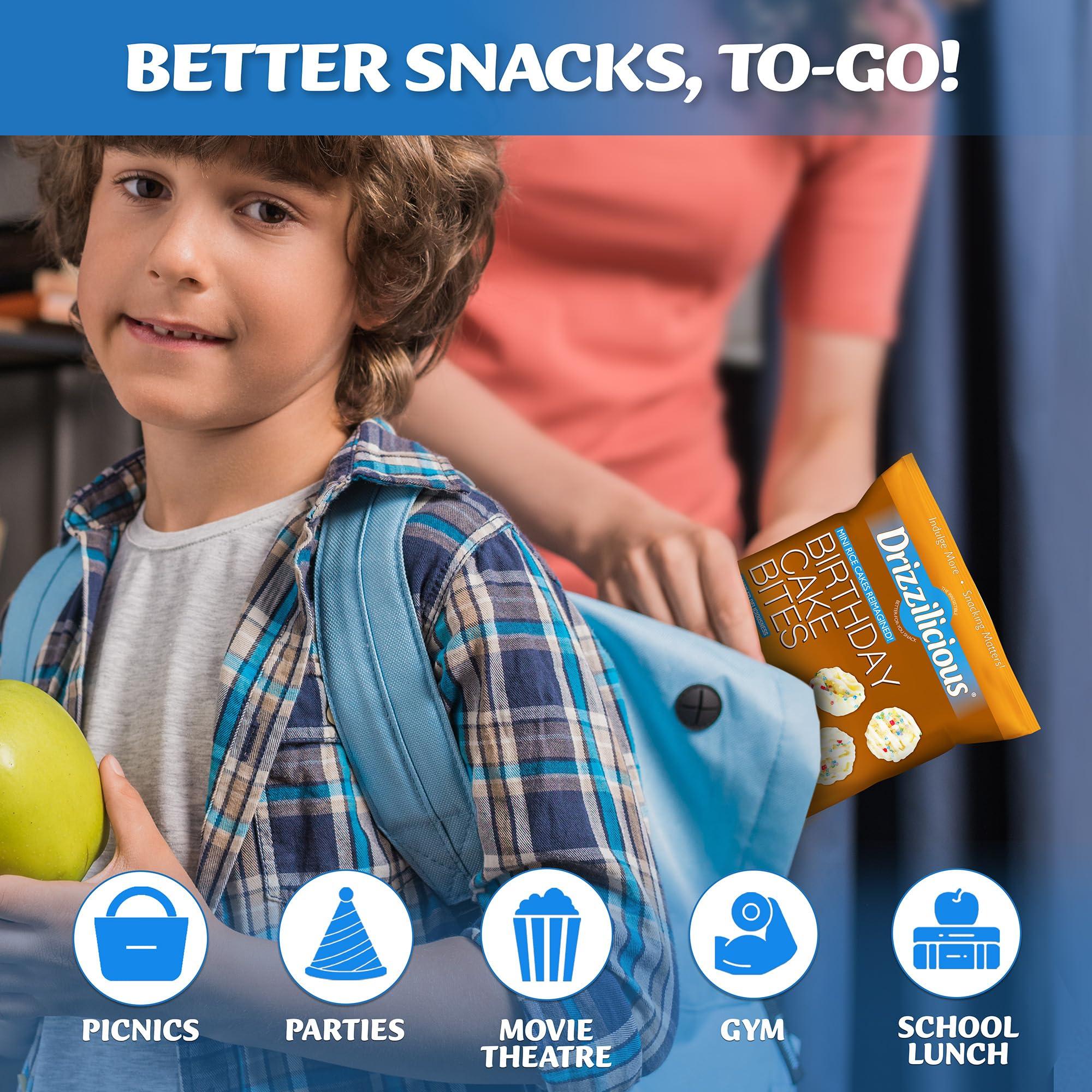 Drizzilicious Drizzilicious Mini Rice Cakes Birthday Cake - Rice Crisps, Healthy Snack for Adults and Kids, Flavored Rice Cakes, Vegan, Gluten Free, Allergen Free, Only 90 Calories Per Bag - 0.74 oz (Pack of 10)