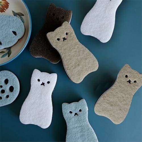 ASkinds ASkinds 8Pcs Magic Cleaning Sponge Cute Cartoon Cat Cleaning Sponge Non Scratch Dish Washing Pad Kitchen Scrubber Sponge Scouring Pad Set for Dishes Pots Pans