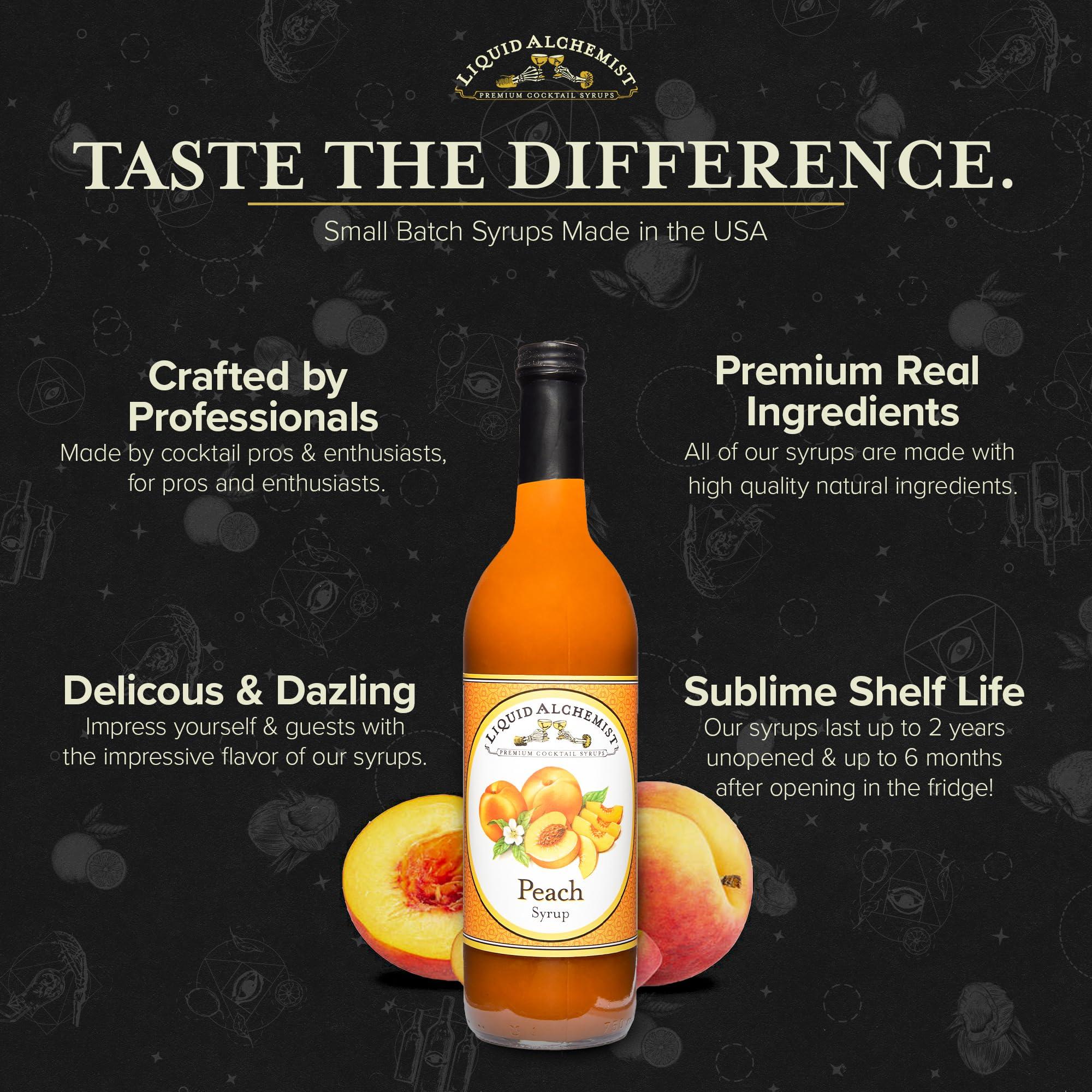 Liquid Alchemist Liquid Alchemist Peach Syrup for Drinks - Real Ingredients Make our Peach Puree for Cocktails a Perfect Peach Bellini Mix - Our Peach Flavoring Syrup is Non-GMO & Vegan - Peach Cocktail Syrup (25 oz)