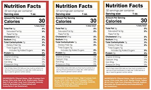 Lucy's Lucy's Family Owned Shaved Ice Snow Cone Syrups - Watermelon, Pineapple, Mango - 32oz Syrup Bottles (Pack of 3) (Tropical Pack)