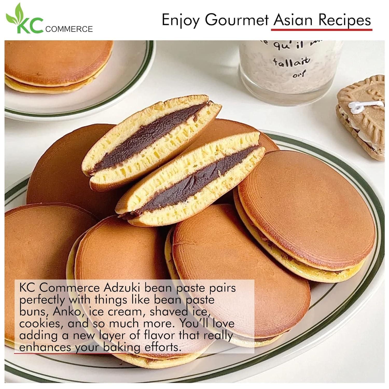 KC Commerce Sweetened Red Bean Paste - Adzuki Beans, Japanese Mochi Rice Cake Sweets Anko, Mashed TSUBUAN, VEGAN & GLUTEN-FREE, NO PRESERVATIVE, NO-MSG, NON-GMO, 14.11oz (Pack of 3 (Fine))