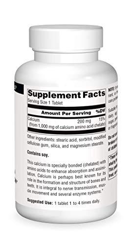 Source Naturals Source Naturals Calcium, Amino Acid Chelate - Enhanced Absorption & Supports Bone Formation - 250 Tablets