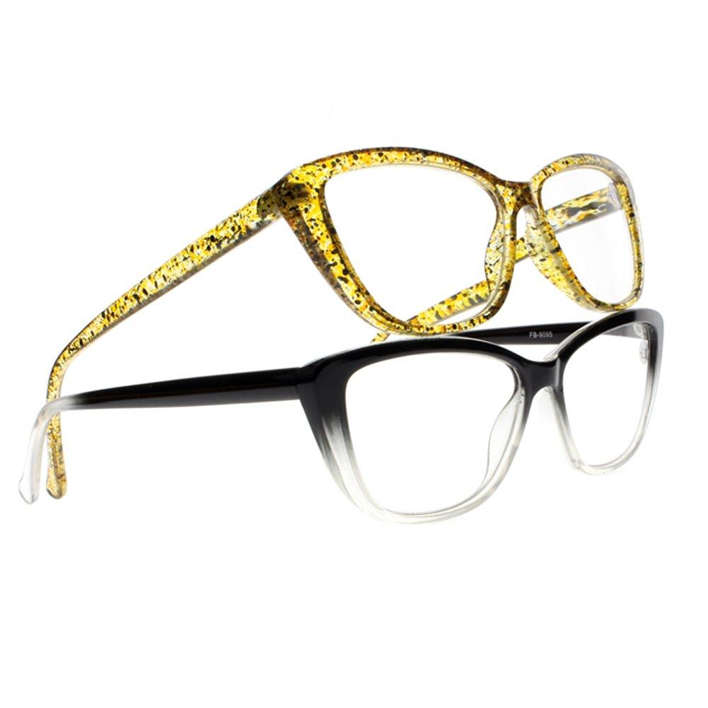 Newsight Newsight Women Cat Eye Yellow Spot Black Gradient Reading Glasses +1.00 ~ +4.00 Readers (All 2 Colors, 2.5)