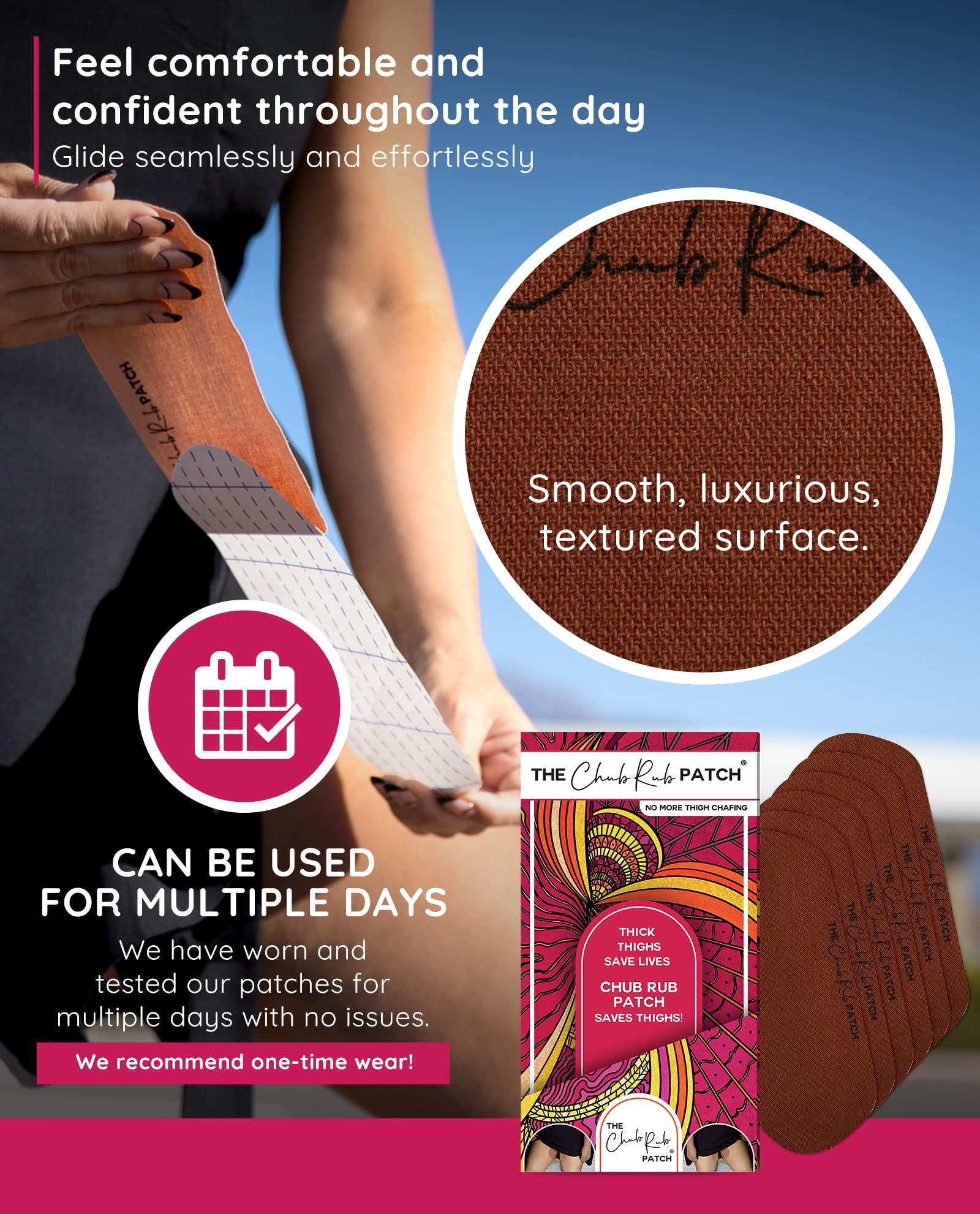 THE CHUB RUB PATCH The Chub Rub Patch for Thighs (AS SEEN ON SHARK TANK), Anti Chafe Thigh Chafing Prevention Friction Tape Patches, Anti Chafing Skin Tape for Inner Thigh Rubbing Prevention Women (3 Pairs), Chestnut