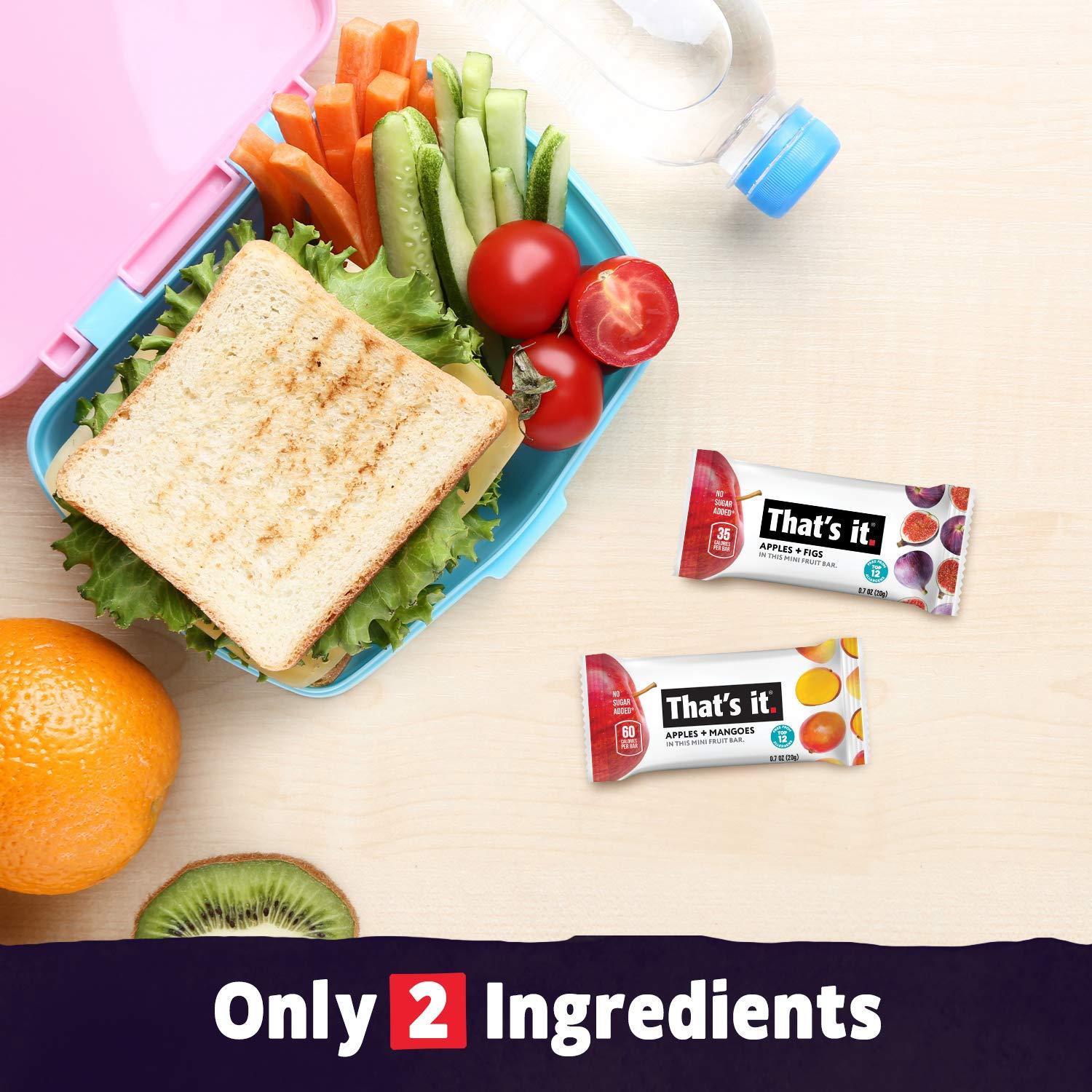 That's it. That's it. Mini Fruit Bars Variety (20 Pack) No Sugar Added, Plant-Based, Vegan & Gluten Free, Breakfast Bar, Paleo, for Children & Adults, Non GMO, Fiber