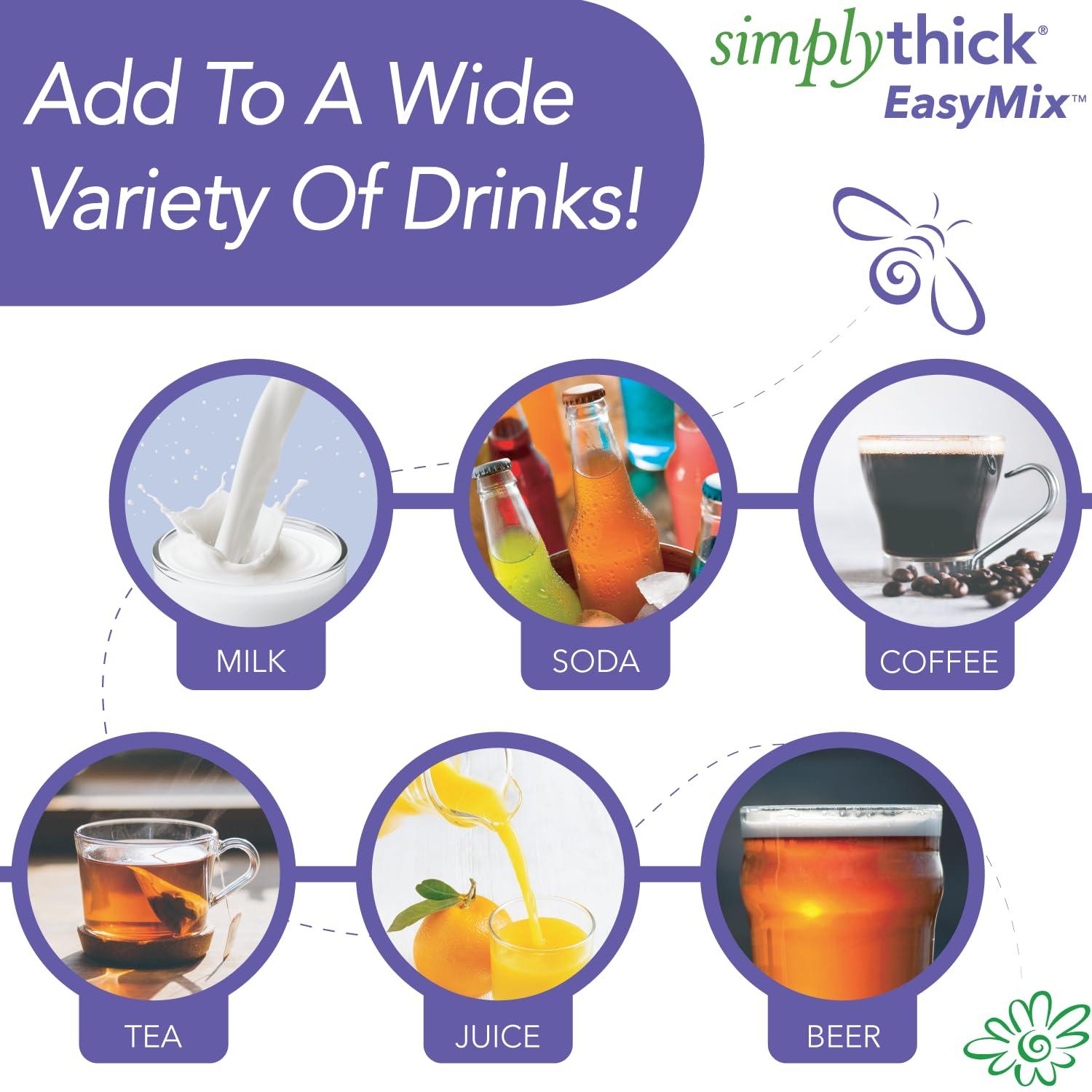 Simply Thick SimplyThick EasyMix | 100 Count of 12g Individual Packets | Gel Thickener for those with Dysphagia & Swallowing Disorders | Creates An IDDSI Level 3 - Moderately Thick (Honey Consistency)