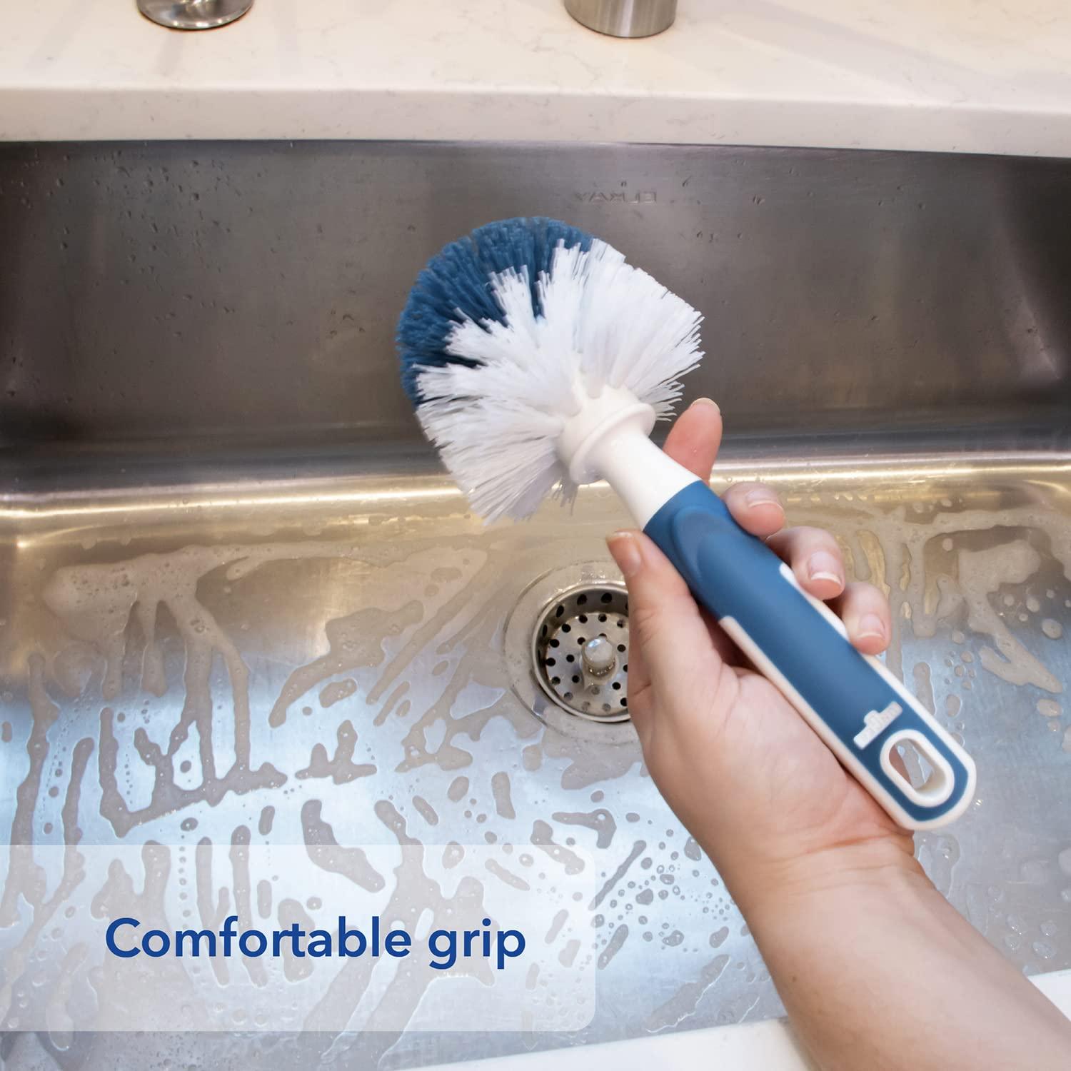 Unger Unger Sink & Dish Scrub Brush Kitchen Scrub Brush, Dish Washing Scrubber, Small Cleaning Brush, Kitchen Cleaning Supplies, Non-Scratch Bristles, Glassware, Pots, Pans, Tumblers, Drains & Disposals