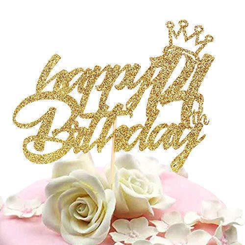 Sunny ZX Sunny ZX Font Golden Numbers 14th Queen Birthday Cake Topper Gold Glitter Happy Birthday Cake Topper, Cake Toppers Birthday Party Decoration