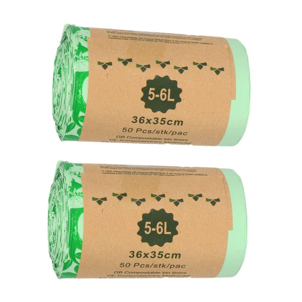 mavere 100% Compost Bags for Kitchen Countertop Compost Bin - 1, 1.2, 1.3, 1.5 Gallon, Kitchen Food Scrap Waste Compostable Small Trash Bags, ASTM D6400, US BPI and Europe OK Compost Home Certified, 100ct