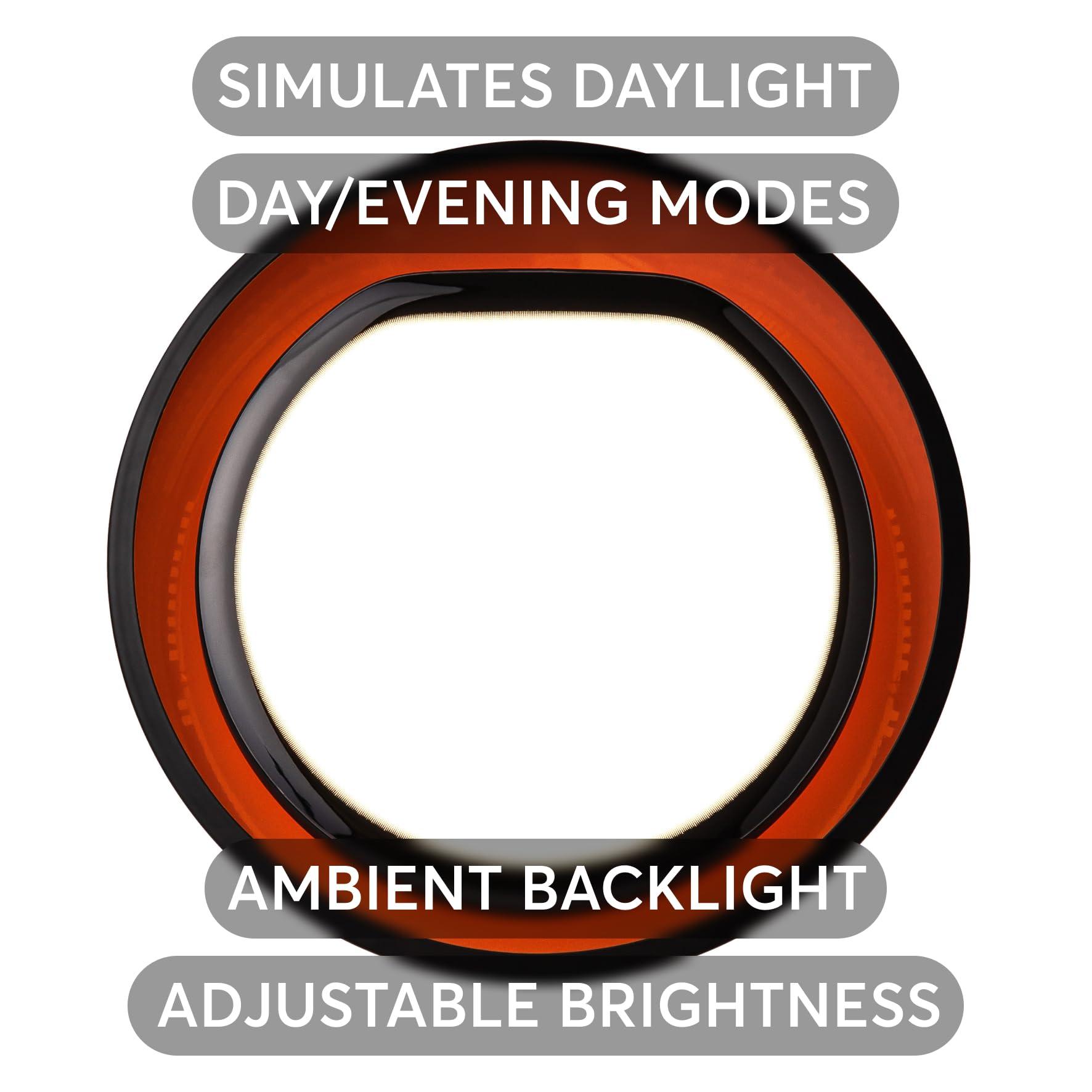 Lumie Lumie Halo | 10,000 Lux Light Therapy Lamp for Winter Blues Relief, Mood Boost, and Energy | Adjustable Brightness and Color Temperature | Simulates Natural Sunlight | Black/Copper