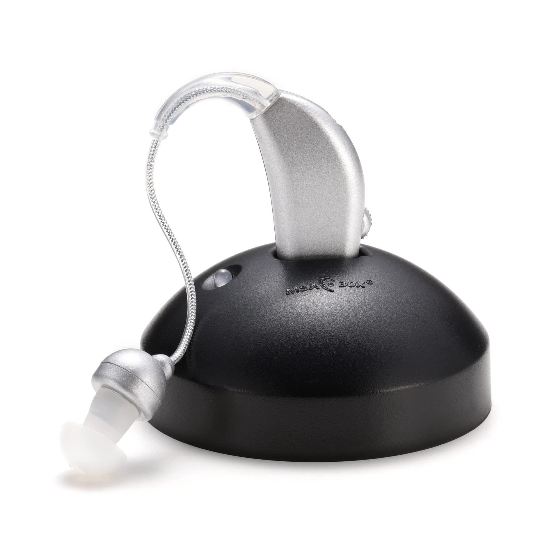 MSA 30X MSA PRO Sound Amplifier, Amplifies Sound by 30 Times, Alternative to Hearing Aids for Seniors, Up to 20 Hours Continuous Use, Lightweight, Nearly Invisible, Adjustable Volume, Fast Charging, Silver, 1ct