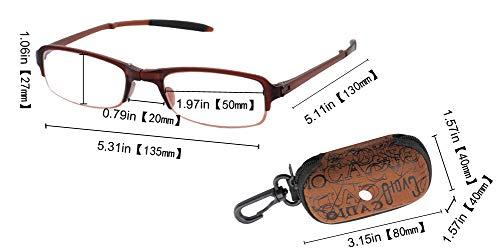 SOOLALA SOOLALA Compact Mini TR90 Pocket Folding Reading Glasses with Clip Holder Zipper Case, 3Mix, 2.75