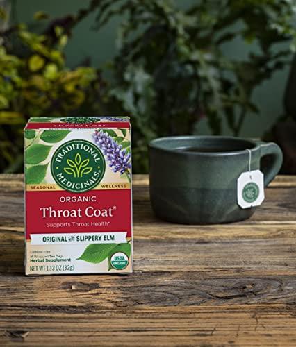 Traditional Medicinals Traditional Medicinals Organic Throat Coat Herbal Tea, Supports Throat Health - 16 Count (Pack of 2) 32 Tea Bags Total