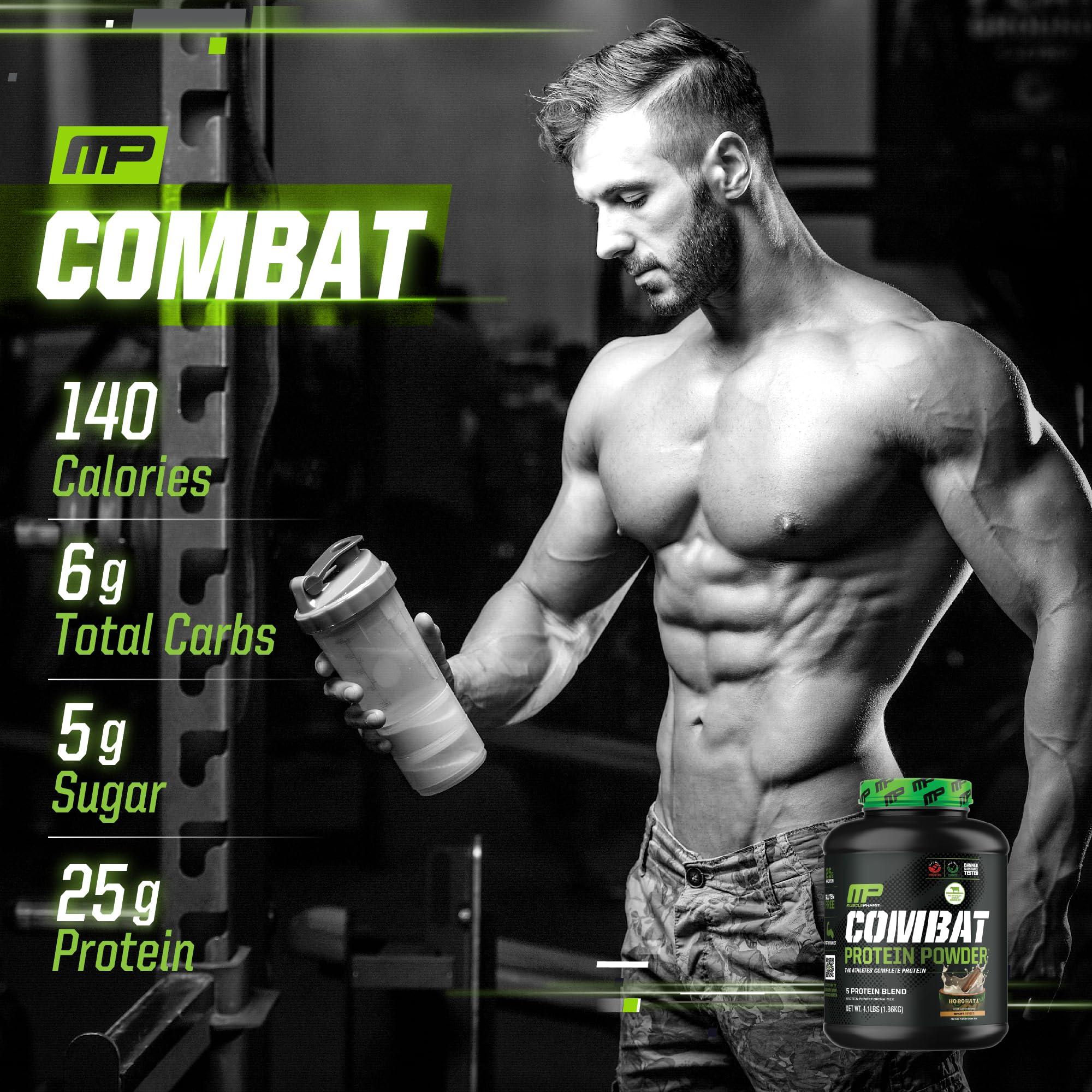Muscle Pharm MusclePharm Combat Protein Powder, Horchata Flavor, Fuels Muscles for Productive Workouts, 5 Protein Sources Including Whey Protein Isolate & Egg Albumin, Gluten Free, 4 lb, 52 Servings