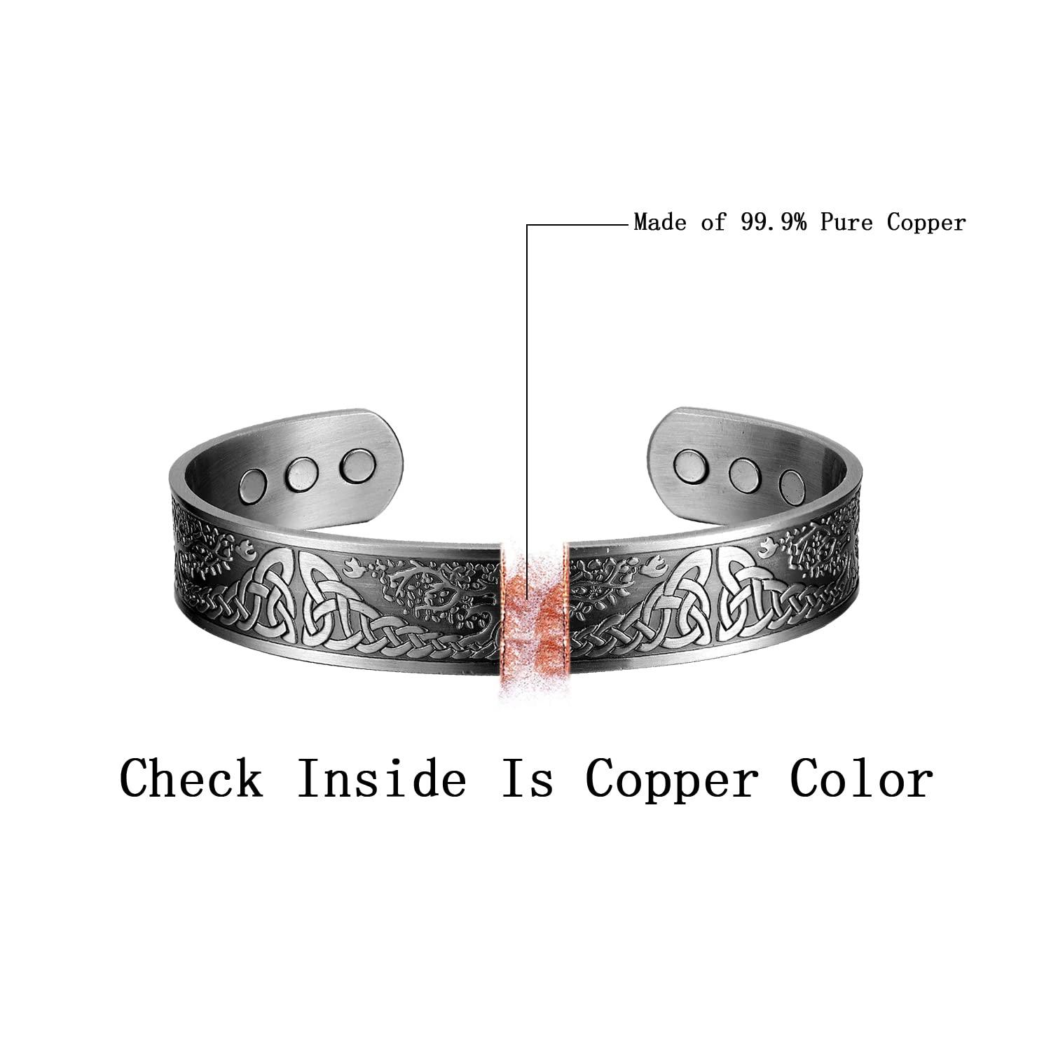 MagEnergy MagEnergy Copper Bracelet for Men Solid Copper Magnetic Bracelets Magnet Healing Jewelry Elegant Life of Tree Golf Bracelet Men