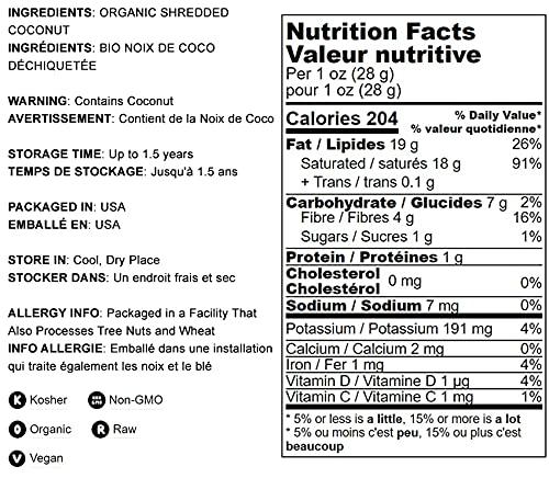 Food to Live Food to Live Organic Shredded Coconut, 10 Pounds Non-GMO, Unsweetened Flakes, Desiccated, Medium Shreds, Kosher, Vegan, Bulk. No Sulfites Added. Rich in Dietary Fiber. For Baking, as a Topping.
