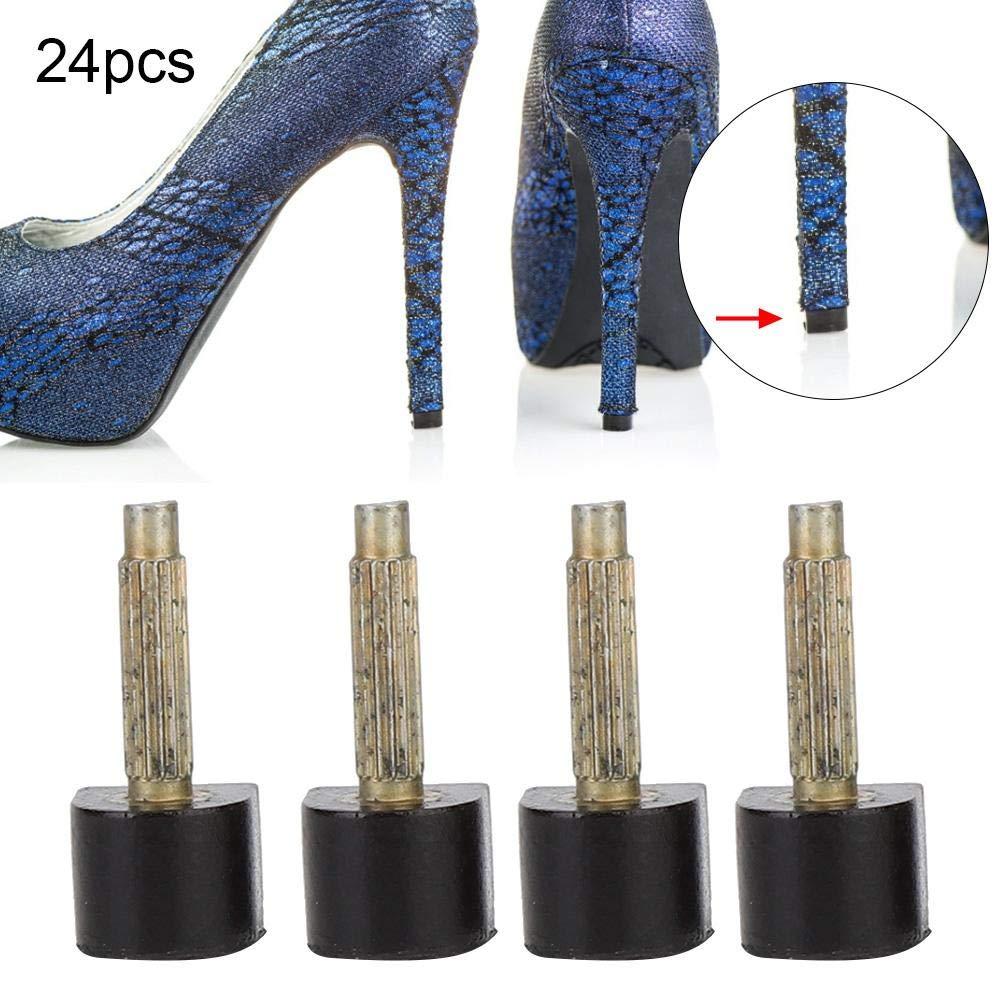 Sonew 24pcs High Heel,Shoe Repair Stiletto Replacement Heels Tips Non slip Shoes Repair Heel Dowels U Round Shape Taps Protector for Women Ladies 8x8mm
