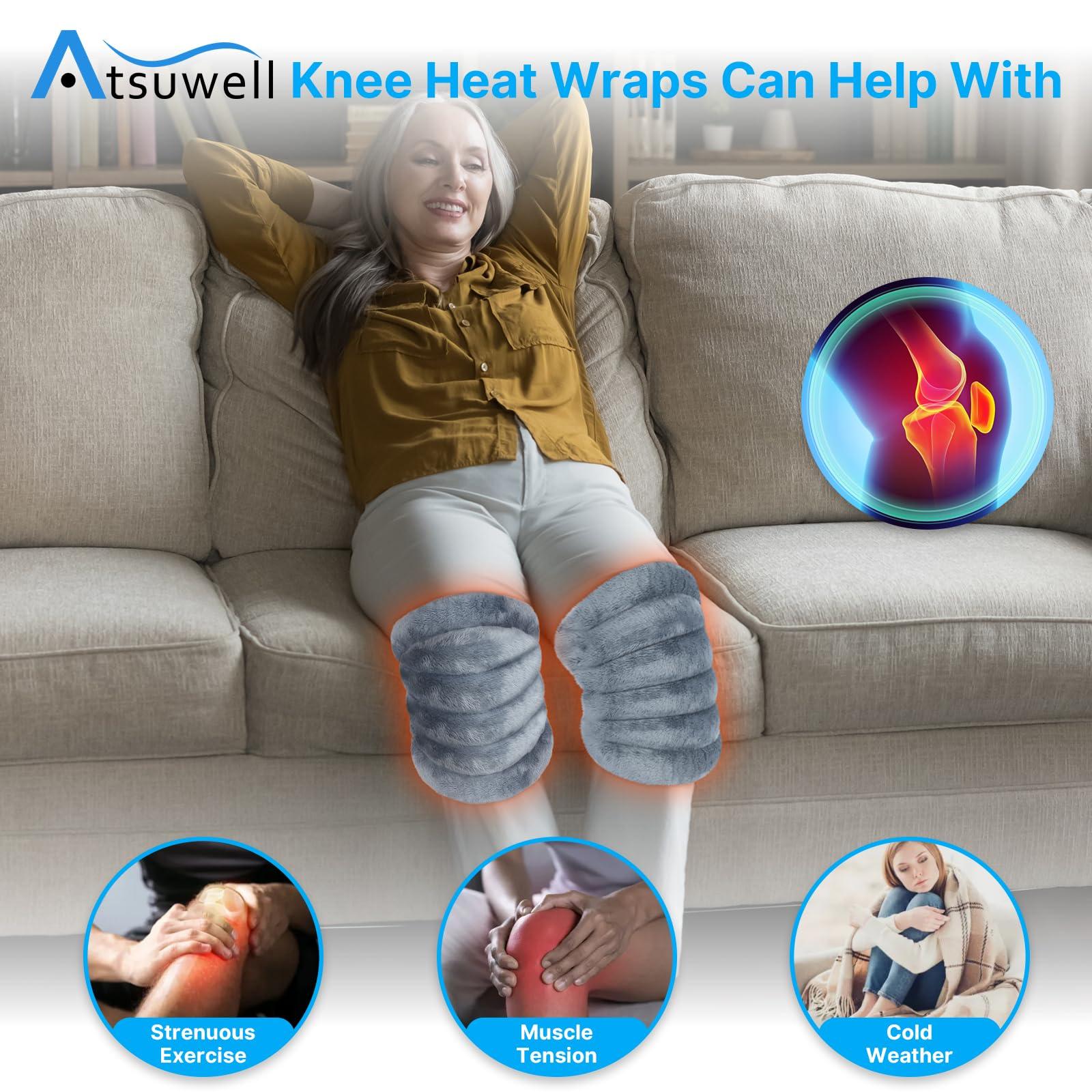 Atsuwell Atsuwell Microwave Heating Pad for Knee, Microwavable Heated Knee Wrap for Elbow, Cramps, Muscle, Joint, Knee Heating Pad Microwavable for Warm Compression, 2 Packs