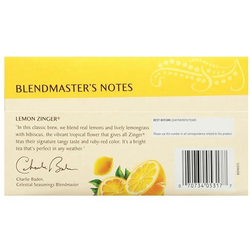 Celestial Seasonings Celestial Seasonings Lemon Zinger Herbal Tea, Caffeine Free, 20 Tea Bags Box (Pack of 2)