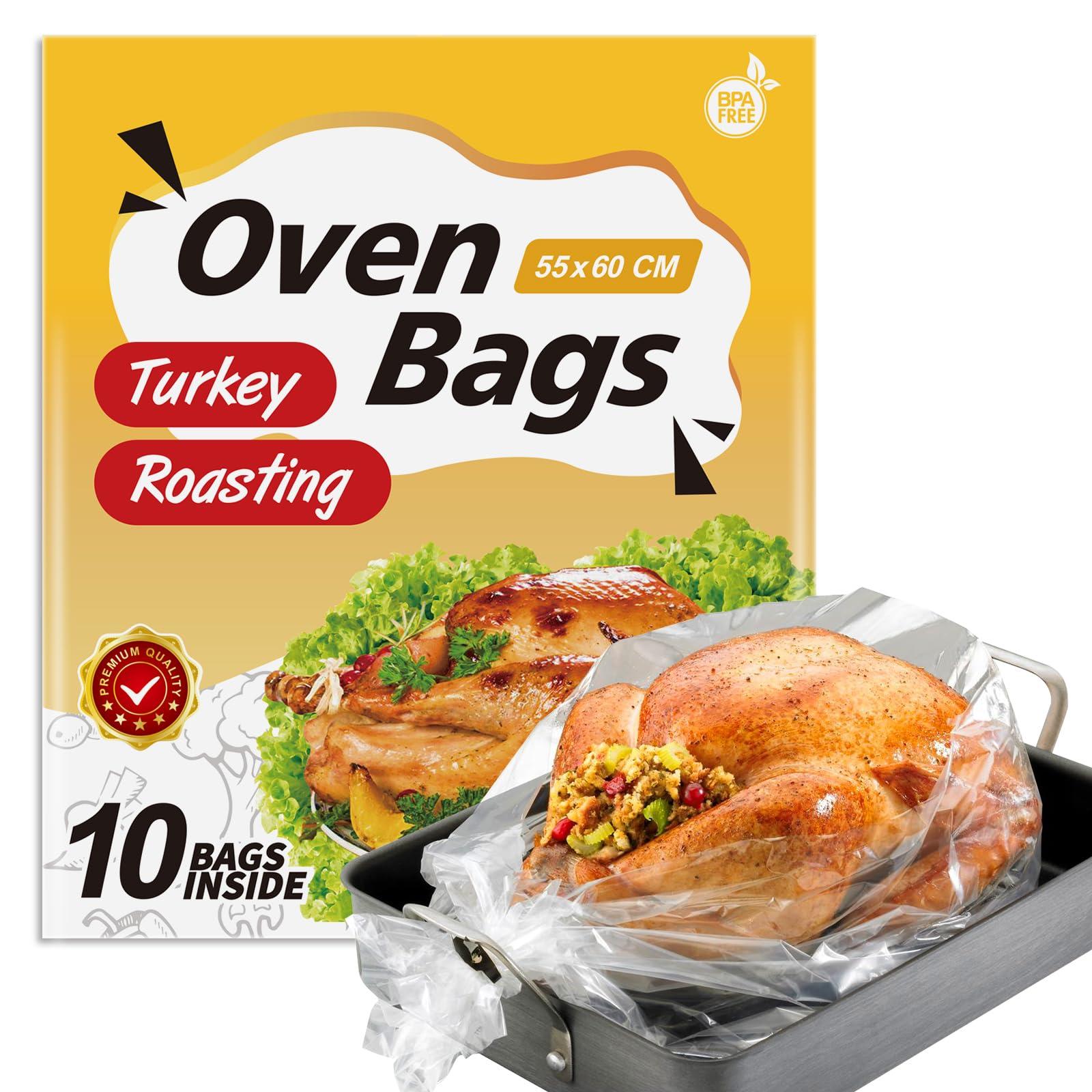 Kiginhans 10Large Oven Bags Turkey Size,Cooking Roasting Bags Large Size(2224Inch) Meat Roasting Bags Safe for Turkey Meat Fish and Vegetables (10)